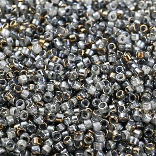 15 g/Beutel, 2 mm, gemischte Farbverlaufsröhren-Glasperlen, lose Abstandshalter, Samen für die Schmuckherstellung, DIY-Perlen, Handarbeitszubehör, grau, 15 g von GJUYTD