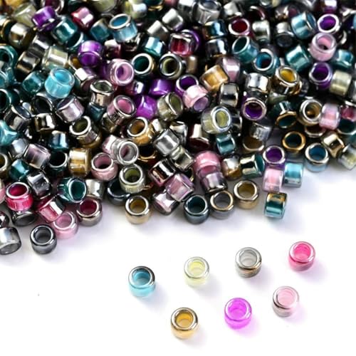 15 g/Beutel, 2 mm, gemischte Farbverlaufsröhren-Glasperlen, lose Abstandshalter, Samen für die Schmuckherstellung, DIY-Perlen, Handarbeitszubehör – gemischt, 15 g von GJUYTD
