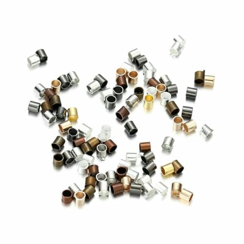 150–500 Stück 1,5 2,0 2,5 mm Goldkupferrohr-Quetschperlen Stopper-Abstandshalterperlen zur Schmuckherstellung, Zubehör, Halskette, mehrfarbig, 2,5 mm von GJUYTD