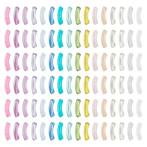 160 Stück transparente Acrylröhrenperlen, Armband, gebogene Perlen, Nudel-Schiebeperlen für DIY-Armbänder, Schmuckherstellung, Zubehör, 160 Stück, gemischte Farben von GJUYTD