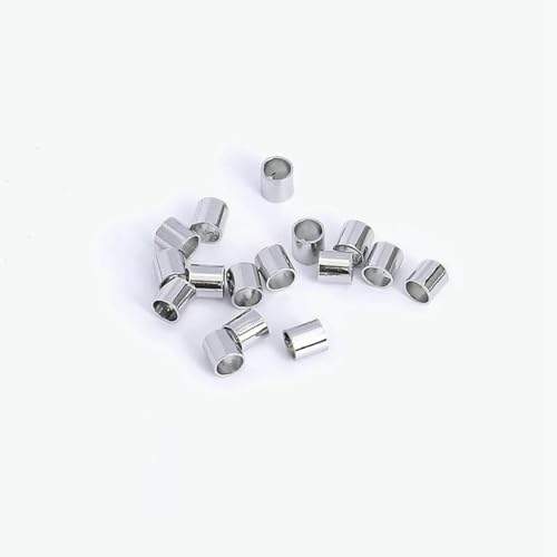 2/2,5/3,0 mm Messing 18 Karat vergoldet Kugel Quetschperlen, Stopper Endperle DIY Schmuckherstellung-Rhodiumfarbe-200 Stück von GJUYTD
