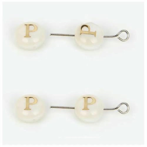 2/5/10 Stück natürliche Muschel-Alphabet-Perle, 8 mm, runde Charms, 26 Buchstaben AZ, Perlmuttperlen für DIY-Halsketten und Armbandzubehör, P, 2 Stück vertikales Loch von GJUYTD