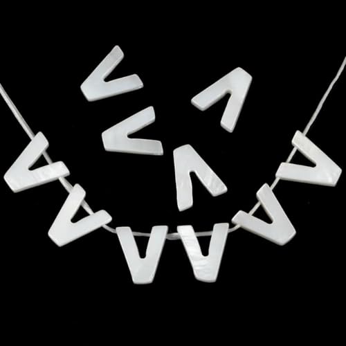 2/5/10 Stück natürliche weiße Buchstaben-Muschelperlen, Perlmutt, lose Perlen, Halskette, Armband, Charms, Zubehör für die Schmuckherstellung, V-2 Stück von GJUYTD
