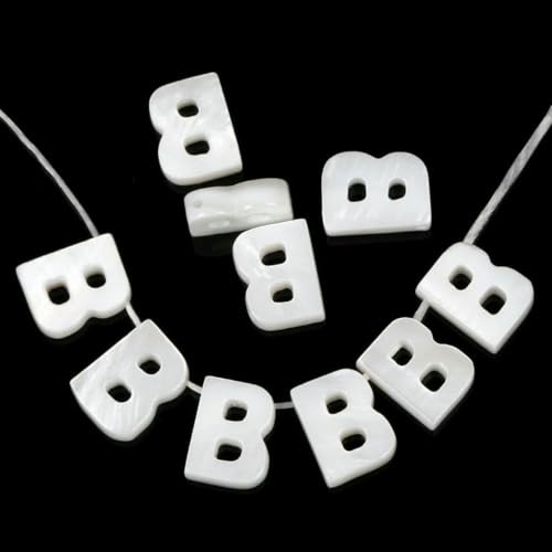 2/5/10 Stück natürliche weiße Buchstaben-Muschelperlen Perlmutt lose Perlen Halskette Armband Charms Zubehör für die Schmuckherstellung-B-2 Stück 2/5/10 Stück natürliche weiße Buchstaben-Muschelperlen Perlmutt lose Perlen Halskette Armband Charms Zubehör für die Schmuckherstellung-B-2 Stück von GJUYTD