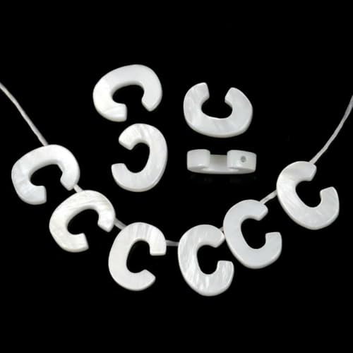 2/5/10 Stück natürliche weiße Buchstaben-Muschelperlen Perlmutt lose Perlen Halskette Armband Charms Zubehör für die Schmuckherstellung-C-2 Stück 2/5/10 Stück natürliche weiße Buchstaben-Muschelperlen Perlmutt lose Perlen Halskette Armband Charms Zubehör für die Schmuckherstellung-C-2 Stück von GJUYTD