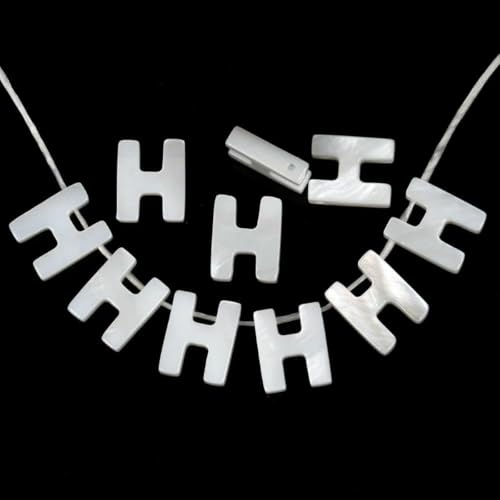 2/5/10 Stück natürliche weiße Buchstaben-Muschelperlen Perlmutt lose Perlen Halskette Armband Charms Zubehör für die Schmuckherstellung-H-5 Stück 2/5/10 Stück natürliche weiße Buchstaben-Muschelperlen Perlmutt lose Perlen Halskette Armband Charms Zubehör für die Schmuckherstellung-H-5 Stück von GJUYTD