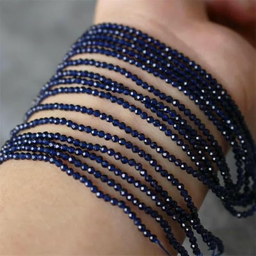 2 mm Natursteinperlen aus Amethyst, Tigerauge, Lapislazuli, eingelegt mit leuchtenden Perlen, Schmuckherstellung zum Selbermachen von Halsketten und Armbändern, Blau, 3,0 mm von GJUYTD