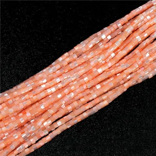 2 x 4,0 mm natürliche Muschelperlen, mehrfarbige Rondellperlen, gefärbte Perlmuttmuschel, lose Abstandsperlen zur Schmuckherstellung, 13, Abstandshalter 3 x 2 mm, ca. 36–40 cm von GJUYTD