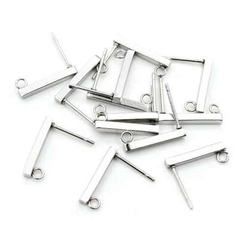 20 Stück 10 15 20 mm 316 Edelstahl Ohrringhaken Stangenrohr Ohrstecker Ohrdrähte Verbinder DIY Schmuckherstellung Fundstücke-Edelstahl-10x2mm von GJUYTD