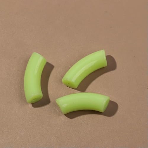 20 Stück 11 mm große Acrylröhrenperlen, bunt, Harzabschnitt, gebogene lose Perlen für DIY-Armbänder, Halsketten, Schmuckzubehör – geleegrün – ungeglättet – 11 x 35 mm von GJUYTD
