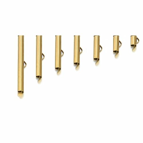 20 Stück 6–40 mm Edelstahl-Schiebeverschlussröhren, Schieber-Endkappen, Quetschröhre für Rocailles-Perlen, Bandverschluss, Schmuckherstellung, DIY, Goldfarbe, 10 mm von GJUYTD