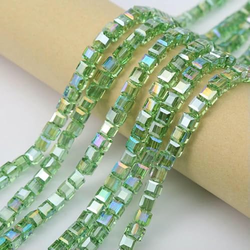 20 Stück 8 mm Würfel, quadratisch, facettierte Glaskristallperlen zur Schmuckherstellung, lose Glasperlen, DIY-Armband, Abstandshalter, Würfelperle, 10–8 mm (20 Stück) von GJUYTD