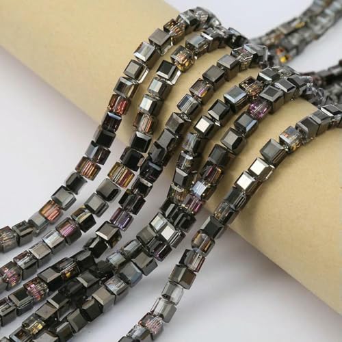 20 Stück 8 mm Würfel, quadratisch, facettierte Glaskristallperlen zur Schmuckherstellung, lose Glasperlen, DIY-Armband, Abstandshalter, Würfelperle, 2–8 mm (20 Stück) von GJUYTD