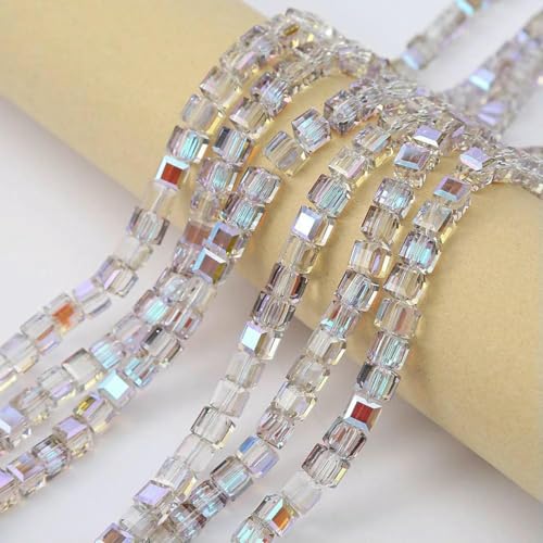 20 Stück 8 mm Würfel, quadratisch, facettierte Glaskristallperlen zur Schmuckherstellung, lose Glasperlen, DIY-Armband, Abstandshalter, Würfelperle, 3–8 mm (20 Stück) von GJUYTD