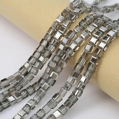 20 Stück 8 mm Würfel, quadratisch, facettierte Glaskristallperlen zur Schmuckherstellung, lose Glasperlen, DIY-Armband, Abstandshalter, Würfelperle, 6–8 mm (20 Stück) von GJUYTD