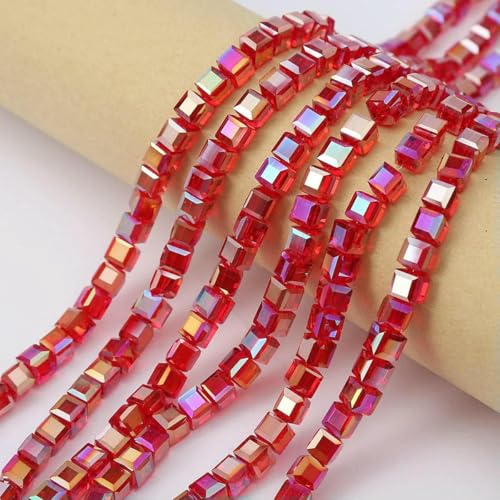 20 Stück 8 mm Würfel, quadratisch, facettierte Glaskristallperlen zur Schmuckherstellung, lose Glasperlen, DIY-Armband, Abstandshalter, Würfelperle, 7–8 mm (20 Stück) von GJUYTD