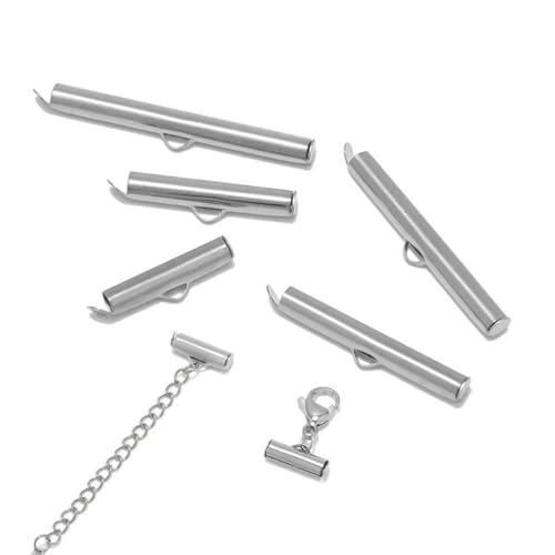 20 Stück Edelstahl-Schiebe-Endverschlussrohre, Schieber-Endkappen, Crimp-Endrohr für runde Rocailles-Perlen zur DIY-Schmuckherstellung, Stahl, 25 mm von GJUYTD