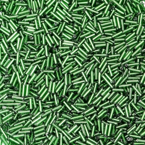 225 Stück/Los Bunte Glasröhrenförmige Rocailles Lose Spacer Rocailles Perlen Für Die Schmuckherstellung DIY Halsketten Armbänder Zubehör-Grün von GJUYTD