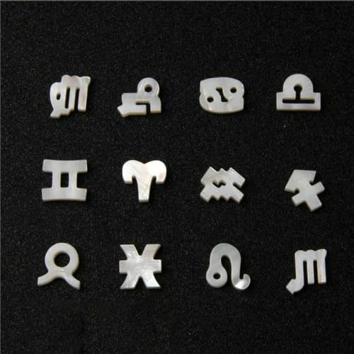 26 Buchstaben/12 Sternzeichen-Charms-Set, Muschelglas-Hauptstadtperle zur Schmuckherstellung, Halskette, Armband, handgefertigtes Accessoire-12 Sternbild-Set_a von GJUYTD