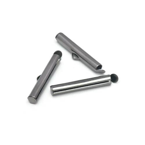 30–50 Stück Crimp-Endkappen, Schiebe-Endverschluss-Röhrchen, DIY-Armbandverbinder, Beschläge für die Herstellung von Armbändern, Halsketten und Schmuck, Rotgussschwarz, 25 mm, 30 Stück von GJUYTD