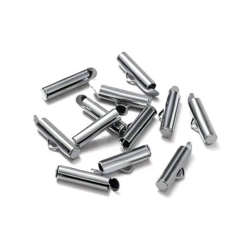 30–50 Stück Crimp-Endperlen, Perlen, Schiebe-Endverschluss, Schnallen, Rohre, Schieber, Endkappen, Verbinder für DIY-Schmuckherstellung, Zubehör – Gun Black – 40 mm x 30 Stück von GJUYTD