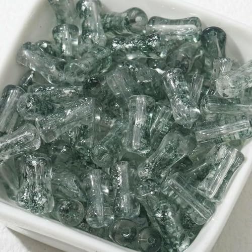 30 Stück grüne Glasperlen in Gelenkform, neue Jade-Röhrenperlen zur Schmuckherstellung, DIY-Armband, Halskettenzubehör, XJ202, 6 x 12 mm von GJUYTD