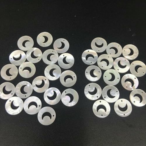 30 Stück natürliche 15 mm Herz-, Mond- oder Buchstabenform Perlenmuschel, runder Buchstabe, Perlmuttmuschel für DIY-Schmuck – Mond – zweiseitiges Loch 30 Stück natürliche 15 mm Herz-, Mond- oder Buchstabenform Perlenmuschel, runder Buchstabe, Perlmuttmuschel für DIY-Schmuck – Mond – zweiseitiges Loch von GJUYTD