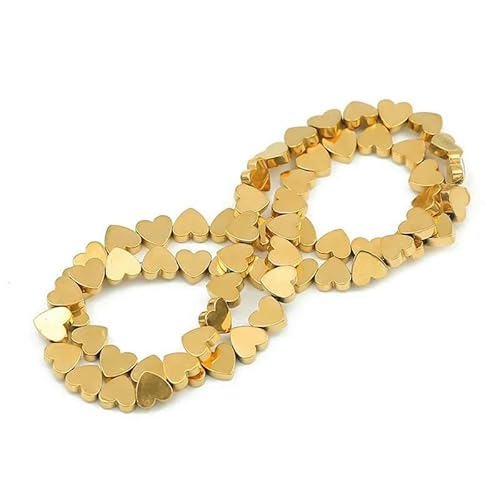 3A+ Retentionsfarbe Verschiedene Formen Stern Herz Hämatit Naturstein Plattierte lose Goldperlen zur Schmuckherstellung DIY-Armbänder-HDS484-6MM von GJUYTD
