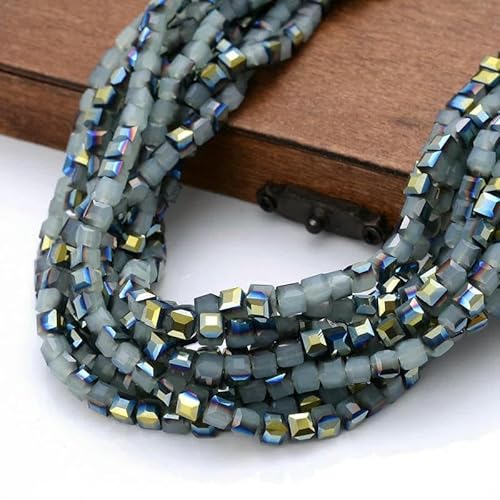 4,0 mm flache facettierte Glasperlen, schillernde quadratische Kristallperlen, lose Abstandsperlen für DIY-Schmuck, Halsketten, Armbänder, Zubehör – Grau – 4,0 mm, ca. 95 Stück 4,0 mm flache facettierte Glasperlen, schillernde quadratische Kristallperlen, lose Abstandsperlen für DIY-Schmuck, Halsketten, Armbänder, Zubehör – Grau – 4,0 mm, ca. 95 Stück von GJUYTD