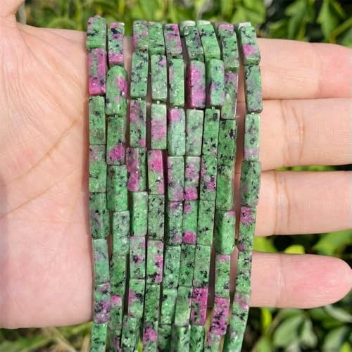 4 x 13,0 mm Natursteinröhre, rechteckig, Meeressediment, Lapislazuli, Opal, Amethyste, Quarzperlen zur Schmuckherstellung, DIY-Armband, Epidot, 4 x 13,0 mm, ca. 30 Stück von GJUYTD