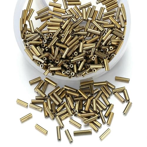 400 Stück tschechische Glasperlen, bunte Glasröhrenperlen für Armbänder, Halsketten, Schmuckherstellung, DIY-Komponenten, Zubehör, Braun, 7 mm, Loch 1 mm von GJUYTD