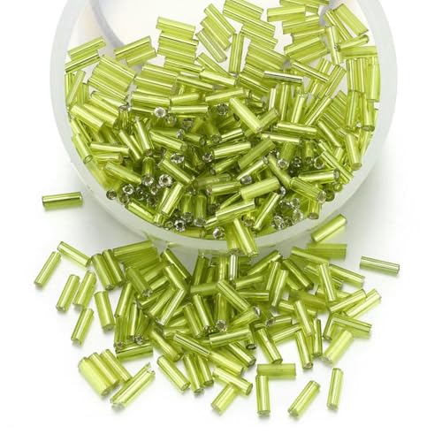 400 Stück tschechische Glasperlen, bunte Glasröhrenperlen für Armbänder, Halsketten, Schmuckherstellung, DIY-Komponenten, Zubehör – Hellgrün – 7 mm – Loch 1 mm von GJUYTD