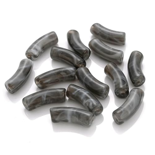 5/10 Stück bunte gebogene Rohrperlen mit Farbverlauf, Acryl-Ellenbogen-Rohrperlen zur Schmuckherstellung, Armband, Ohrringe, Telefonkettenzubehör, 11–11,3,0 mm, 5 Stück von GJUYTD