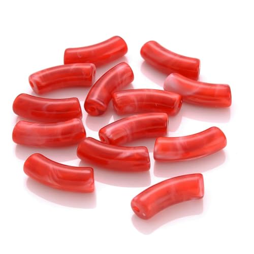 5/10 Stück bunte gebogene Rohrperlen mit Farbverlauf, Acryl-Ellenbogen-Rohrperlen zur Schmuckherstellung, Armband, Ohrringe, Telefonkettenzubehör, 21–8 mm, 10 Stück von GJUYTD