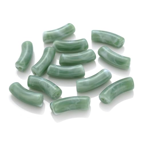 5/10 Stück bunte gebogene Rohrperlen mit Farbverlauf, Acryl-Ellenbogen-Rohrperlen zur Schmuckherstellung, Armband, Ohrringe, Telefonkettenzubehör, 23–8 mm, 10 Stück von GJUYTD