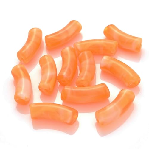 5/10 Stück bunte gebogene Rohrperlen mit Farbverlauf, Acryl-Ellenbogen-Rohrperlen zur Schmuckherstellung, Armband, Ohrringe, Telefonkettenzubehör, 8–8 mm, 10 Stück von GJUYTD