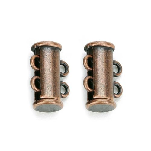 5 Stück/Los Metallreihen Magnetverschlüsse Reihen Löcher Armbandverschluss Schieberöhrchen Verschluss Schnalle Haken für Schmuckherstellung Halskette-Antikes Kupfer-4 Reihen von GJUYTD