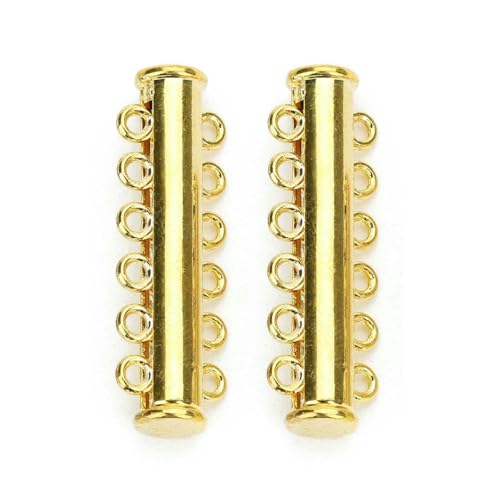 5 Stück/Los Metallreihen Magnetverschlüsse Reihen Löcher Armbandverschluss Schieberöhrchen Verschluss Schnalle Haken für Schmuckherstellung Halskette-Gold-8 Reihen von GJUYTD