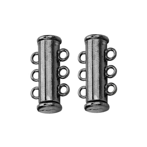 5 Stück/Los Metallreihen Magnetverschlüsse Reihen Löcher Armbandverschluss Schieberöhrchen Verschluss Schnalle Haken für Schmuckherstellung Halskette-Gun Black-4 Reihen von GJUYTD
