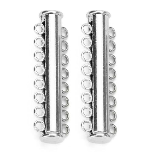 5 Stück/Los Metallreihen Magnetverschlüsse Reihen Löcher Armbandverschluss Schieberöhrchen Verschluss Schnalle Haken für Schmuckherstellung Halskette-Rhodium-3 Reihen von GJUYTD