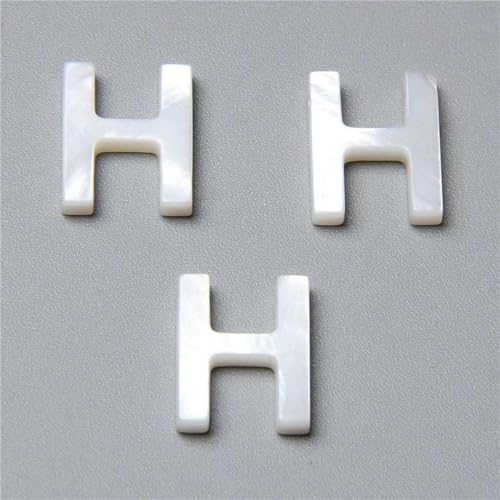 5 Stück/Los Natürlicher Buchstabe Perlmutt Muschelperlen Weiß Initialen AZ Buchstaben Muschelperle Für Schmuck Handarbeit Herstellung-H 9x12mm-5 Stück von GJUYTD