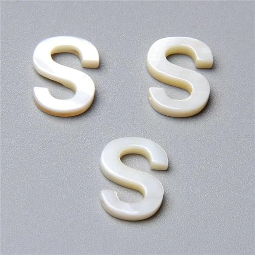 5 Stück/Los Natürlicher Buchstabe Perlmutt Muschelperlen Weiß Initialen AZ Buchstaben Muschelperle Für Schmuck Handarbeit Machen-S 9x12mm-5 Stück von GJUYTD