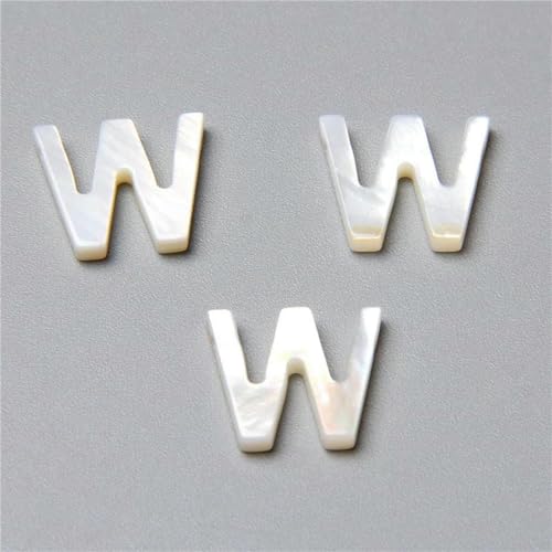5 Stück/Los Naturbuchstaben Perlmutt Muschelperlen Weiß Initialen AZ Buchstaben Muschelperle für Schmuck Handarbeit Herstellung-W 11x12mm-10 Stück von GJUYTD