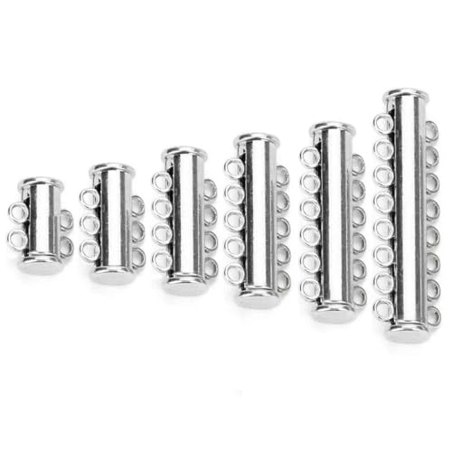 5-teilige Reihen, starke Magnetverschlüsse, Schieberöhrchen, Schloss für mehrlagige Armbänder, Halsketten, Schnallenhaken, Schmuckherstellung, Rhodium, 2 Reihen von GJUYTD