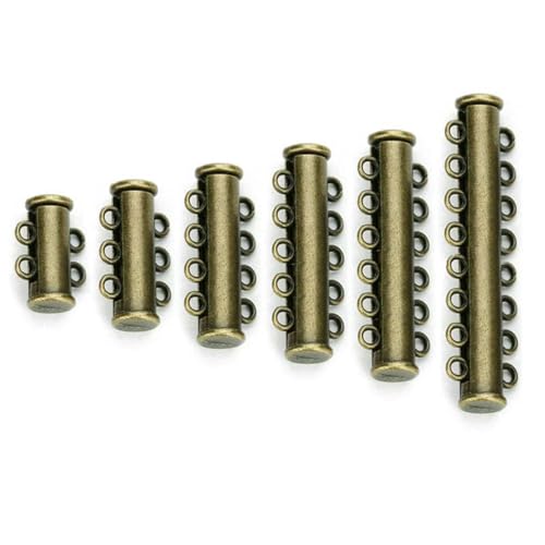 5-teilige Reihen, starke Magnetverschlüsse, Schieberöhrchen, Schloss für mehrlagige Armbänder, Halsketten, Schnallenhaken, Schmuckherstellung, Zubehör – Antikbronze – 5 Reihen von GJUYTD