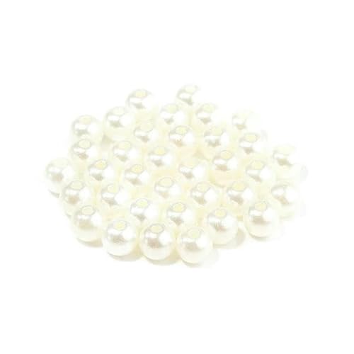 50–1000 Stück mit Loch, ABS-Imitationsperlen, 3/4/6/8/10/12 mm, runde Acryl-Abstandshalterperle für DIY-Armband-Halskette, Beige, 4,0 mm, 1000 Stück von GJUYTD