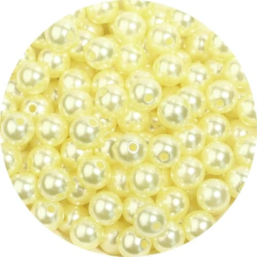 50–1000 Stück mit Loch, ABS-Imitationsperlen, 3/4/6/8/10/12 mm, runde Acryl-Abstandshalterperle für DIY-Armband-Halskette, Gelb, 6 mm, 300 Stück von GJUYTD