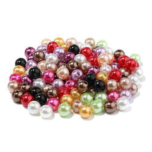50–1000 Stück mit Loch, ABS-Imitationsperlen, 3/4/6/8/10/12 mm, runde Acryl-Abstandshalterperle für DIY-Armband-Halskette, gemischte Farben, 3,0 mm, 1000 Stück von GJUYTD