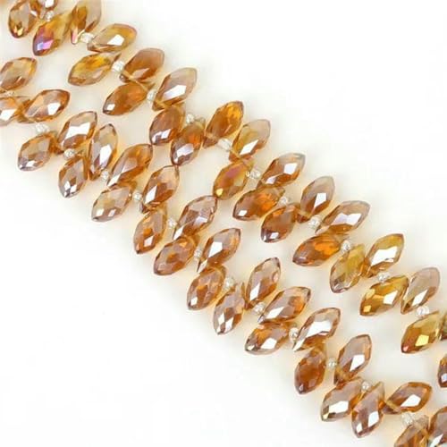 50 Stück/Los österreichische Perlen, Kristallperlen, mehrfarbig, Tropfenform, Glasperlen für die Schmuckherstellung, DIY-Armbandperlen, Gold AB, 6 x 12 mm von GJUYTD