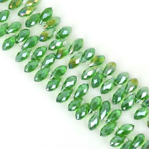 50 Stück/Los österreichische Perlen, Kristallperlen, mehrfarbig, Tropfenform, Glasperlen für die Schmuckherstellung, DIY-Armbandperlen, Grasgrün, 6 x 12 mm von GJUYTD